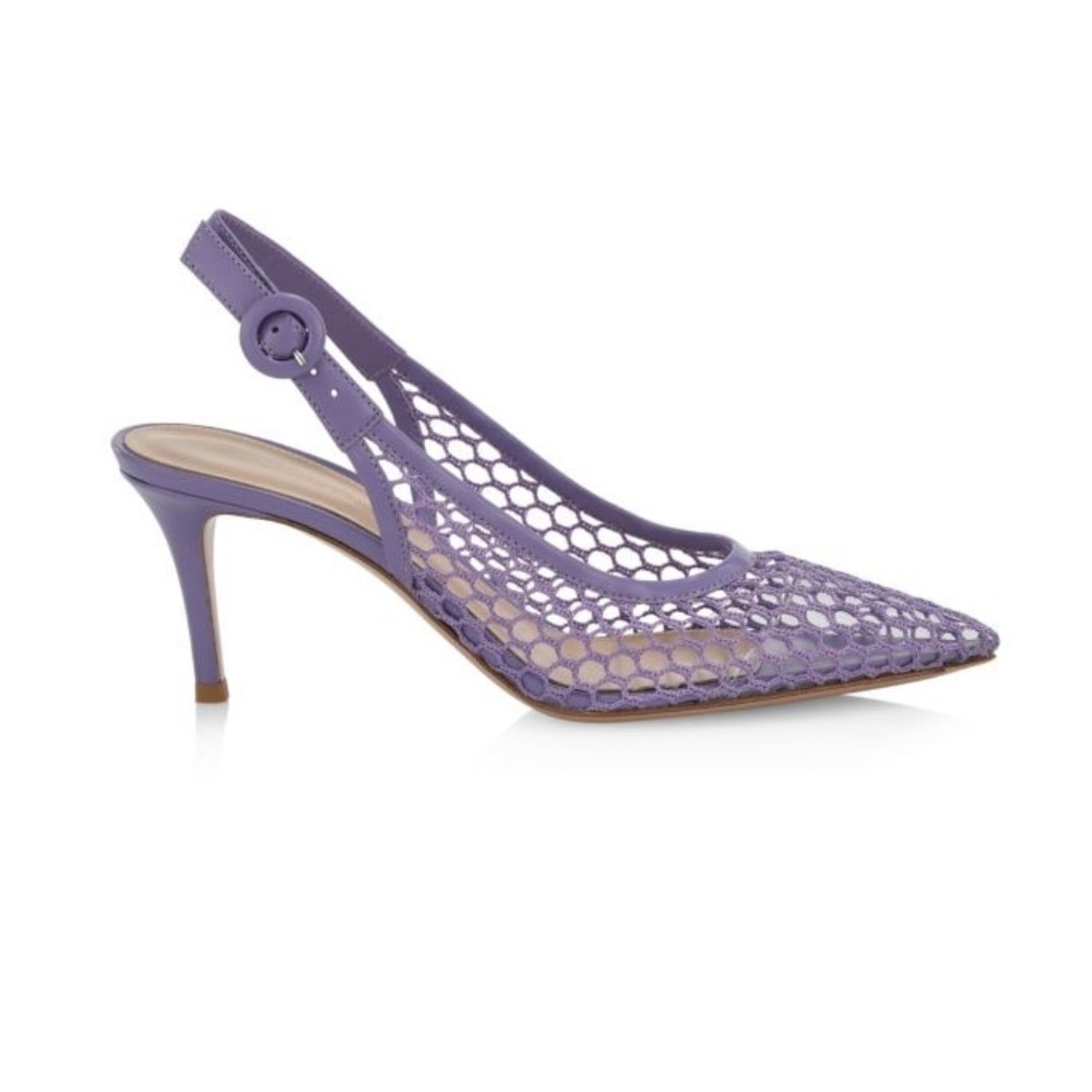 GIANVITO ROSSI Fishnet Slingback Pumps